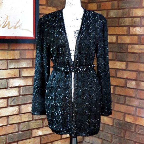 Scala Jackets & Blazers - SCALA Elegant Black Sequined Evening Jacket
